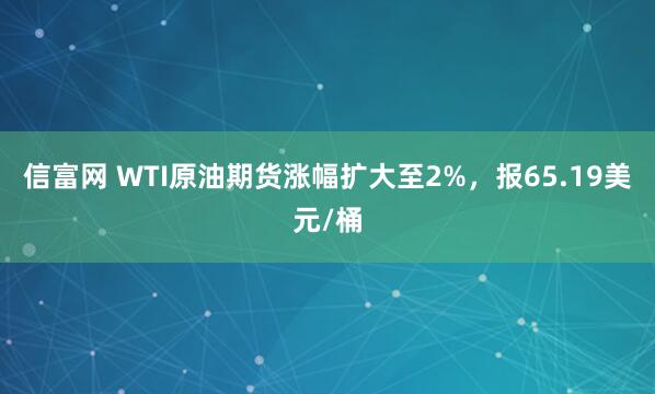 信富网 WTI原油期货涨幅扩大至2%，报65.19美元/桶
